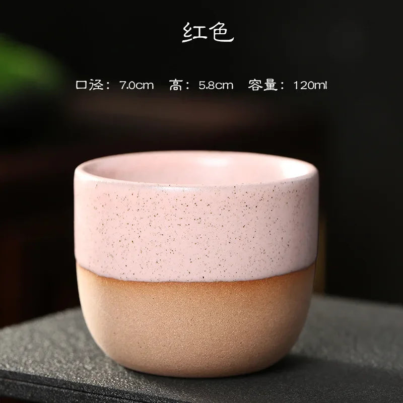 Coarse pottery Ceramic Craft Ceramic Retro Chinese Kung Fu Teacup Round Creative Ceramic Matte Glaze Coffee Drinking Utensils