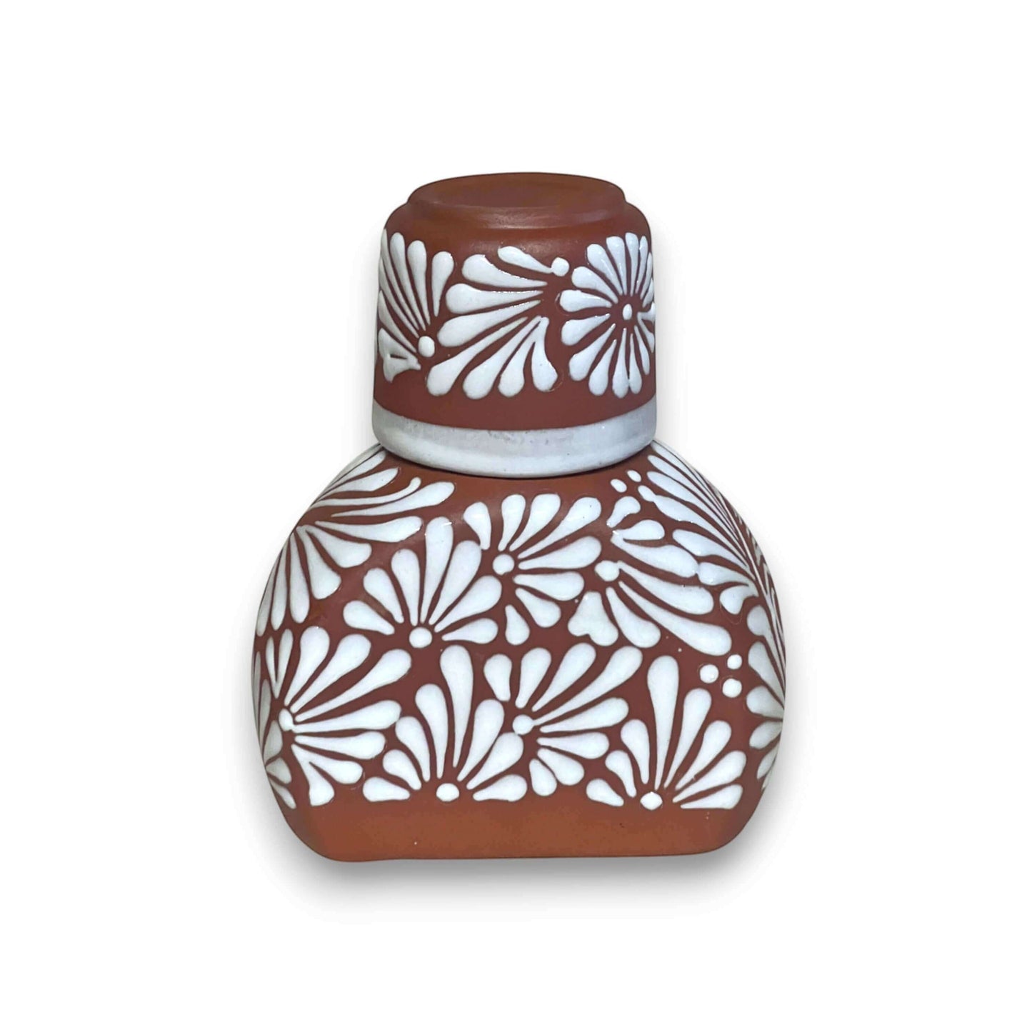 Terracotta Water Carafe Set | Talavera-Style Bedside Decanter