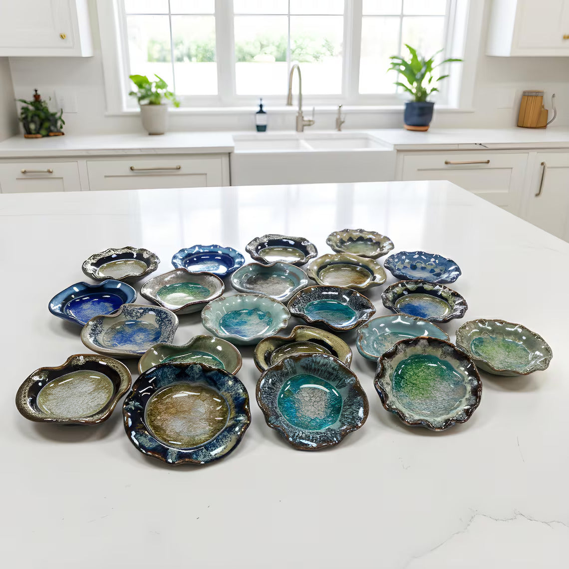 Handmade USA Ceramic Candle Holder Plates & Little Dishes Pottery