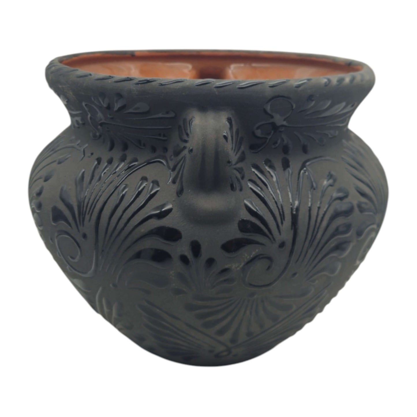 Talavera Floral Pot | Handmade Black Design