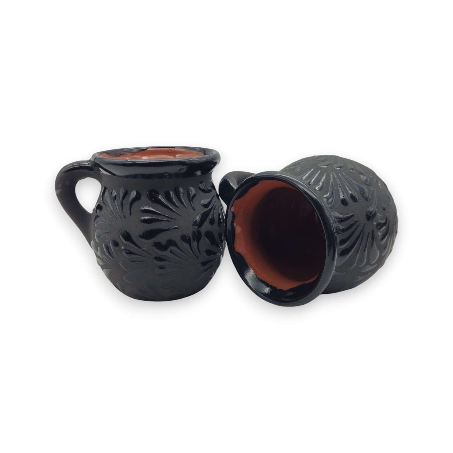 Black Talavera Jarrito Mug | Handmade Mexican Clay Coffee Cup