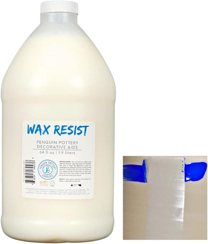 Penguin Pottery - Wax Resist for Pottery Glaze, Ceramic Slip Clay, and Ceramic Glazes - Sealant for Pottery - 64 oz 1/2 Gallon 1.9 Liters