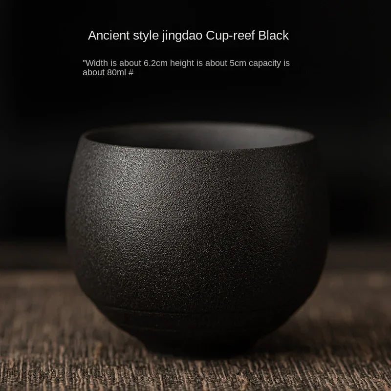 Japanese Handmade Rough Pottery Tea Cup Ceramic Kung Fu Tea Set Single Cup Antique Style Quiet Path Antique Craftsmanship Gift