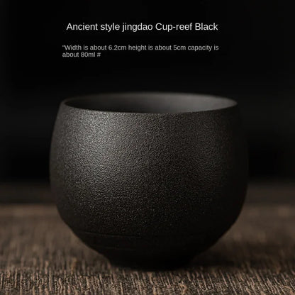 Japanese Handmade Rough Pottery Tea Cup Ceramic Kung Fu Tea Set Single Cup Antique Style Quiet Path Antique Craftsmanship Gift