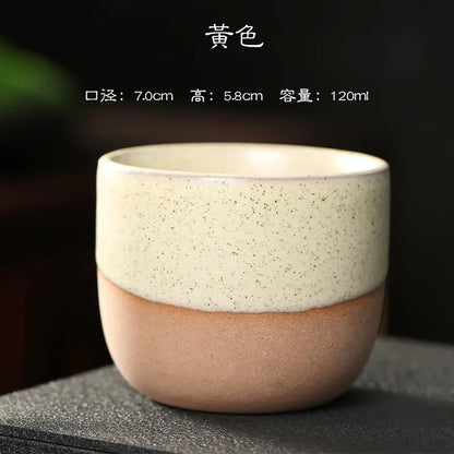 Coarse pottery Ceramic Craft Ceramic Retro Chinese Kung Fu Teacup Round Creative Ceramic Matte Glaze Coffee Drinking Utensils