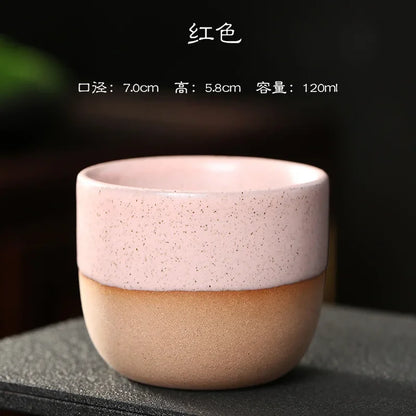 Coarse pottery Ceramic Craft Ceramic Retro Chinese Kung Fu Teacup Round Creative Ceramic Matte Glaze Coffee Drinking Utensils