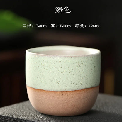 Coarse pottery Ceramic Craft Ceramic Retro Chinese Kung Fu Teacup Round Creative Ceramic Matte Glaze Coffee Drinking Utensils