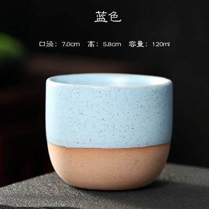 Coarse pottery Ceramic Craft Ceramic Retro Chinese Kung Fu Teacup Round Creative Ceramic Matte Glaze Coffee Drinking Utensils