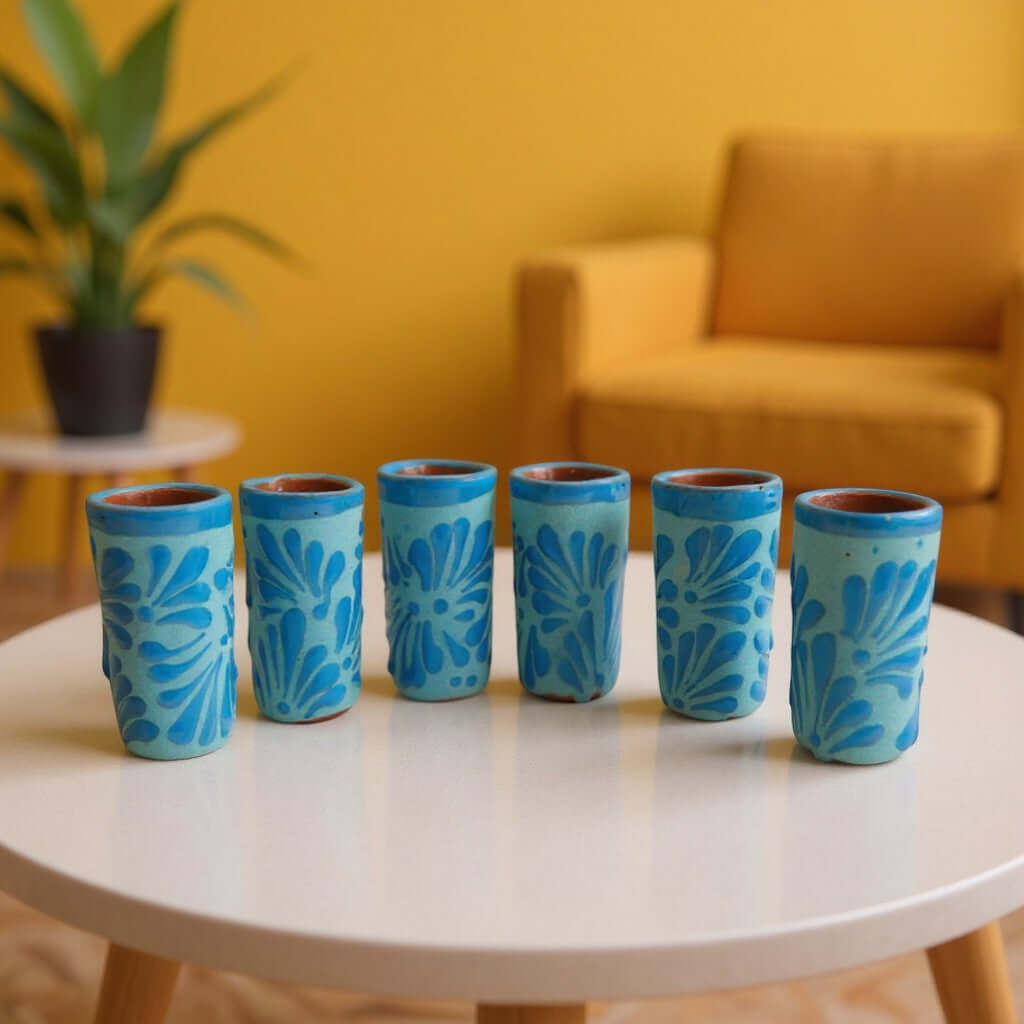 Blue Talavera Shot Glass | Hand-Painted Baby Shower Favor