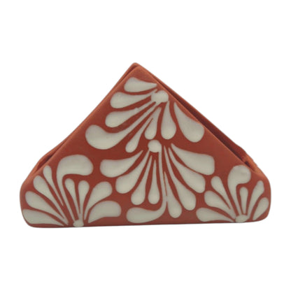 Brown & White Talavera Napkin Holder | Hand-Painted Mexican Decor