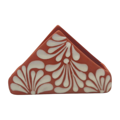 Brown & White Talavera Napkin Holder | Hand-Painted Mexican Decor