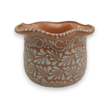 Brown & White Talavera Planter | Monarch Butterfly Accent