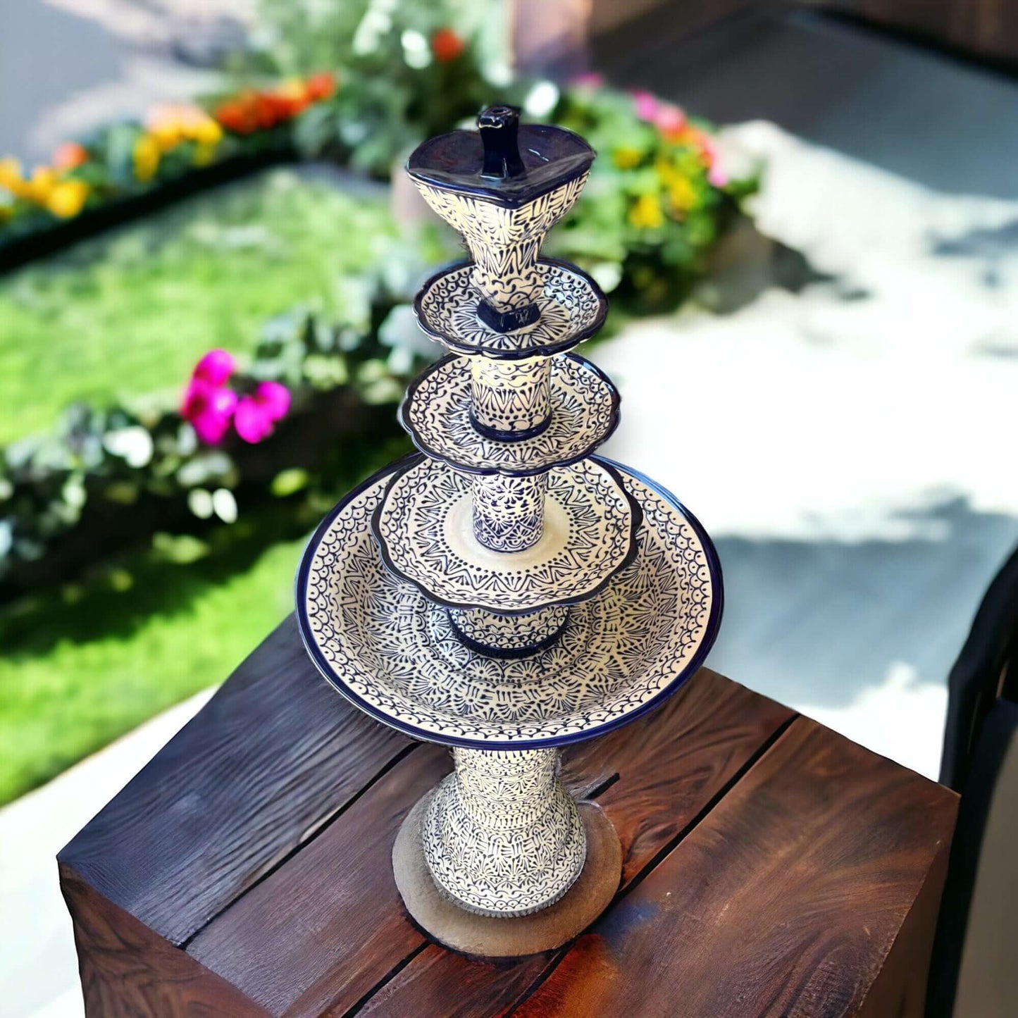 Handmade Talavera Fountain | Vibrant Mexican Artwork
