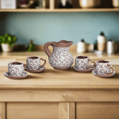 9-Piece Heart Mug & Pitcher Set | Handmade Mexican Pottery