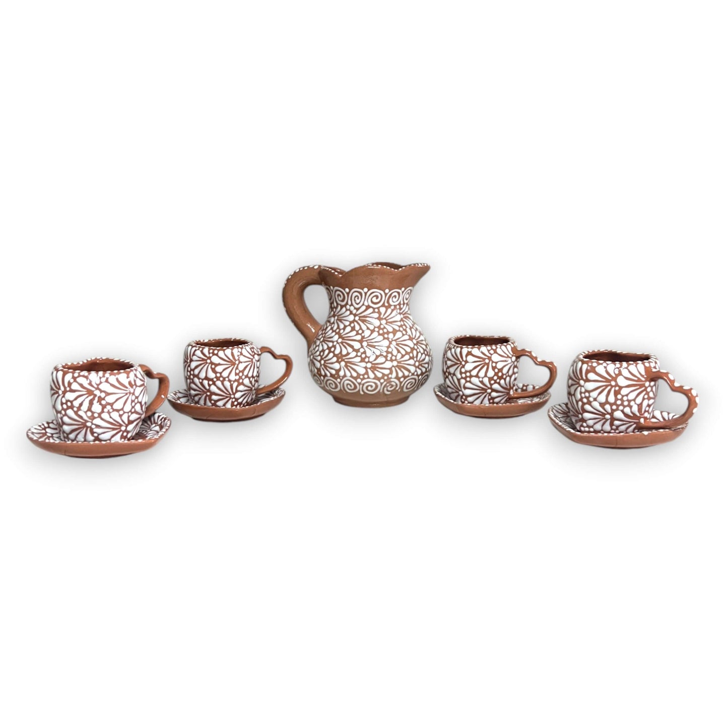 9-Piece Heart Mug & Pitcher Set | Handmade Mexican Pottery