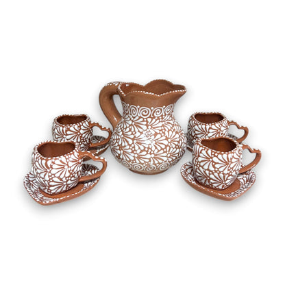 9-Piece Heart Mug & Pitcher Set | Handmade Mexican Pottery