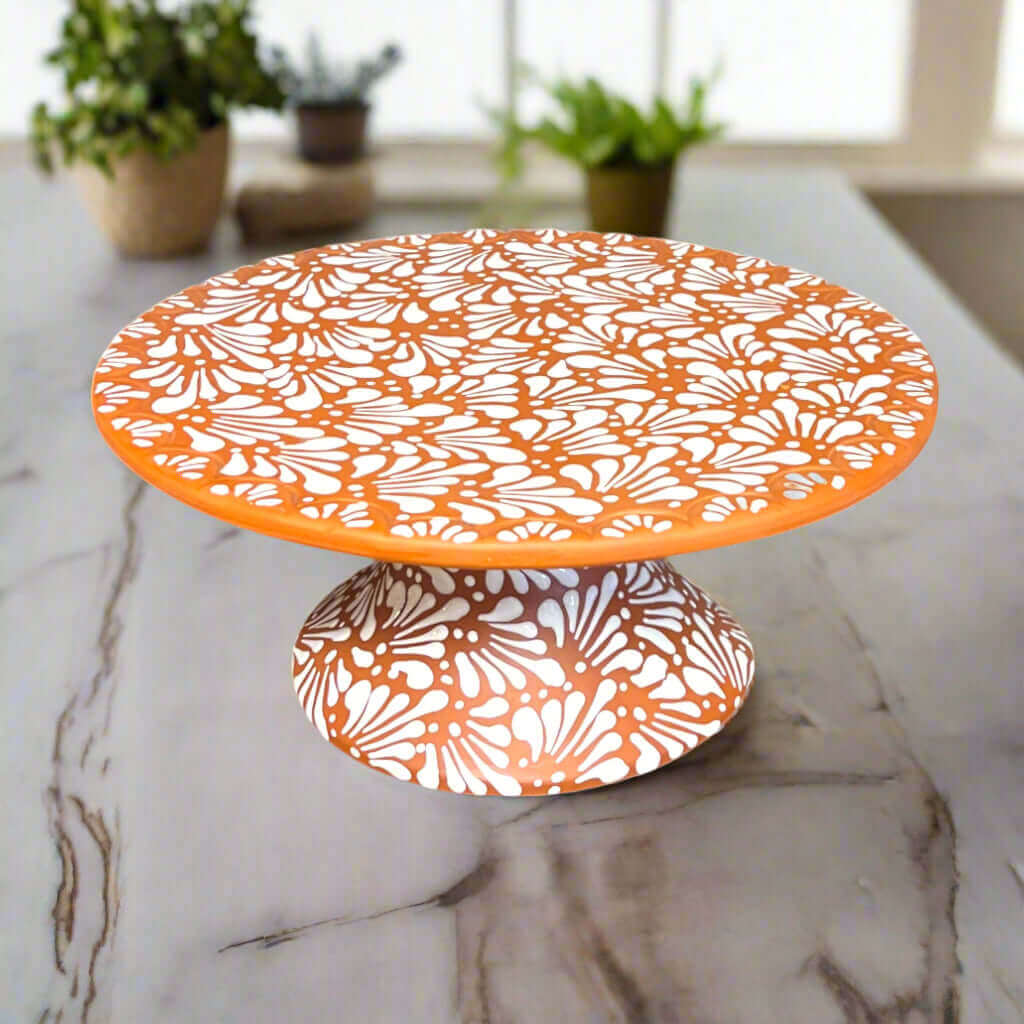 Talavera Cake Stand Set | Two-Piece Handmade Dessert Pedestal