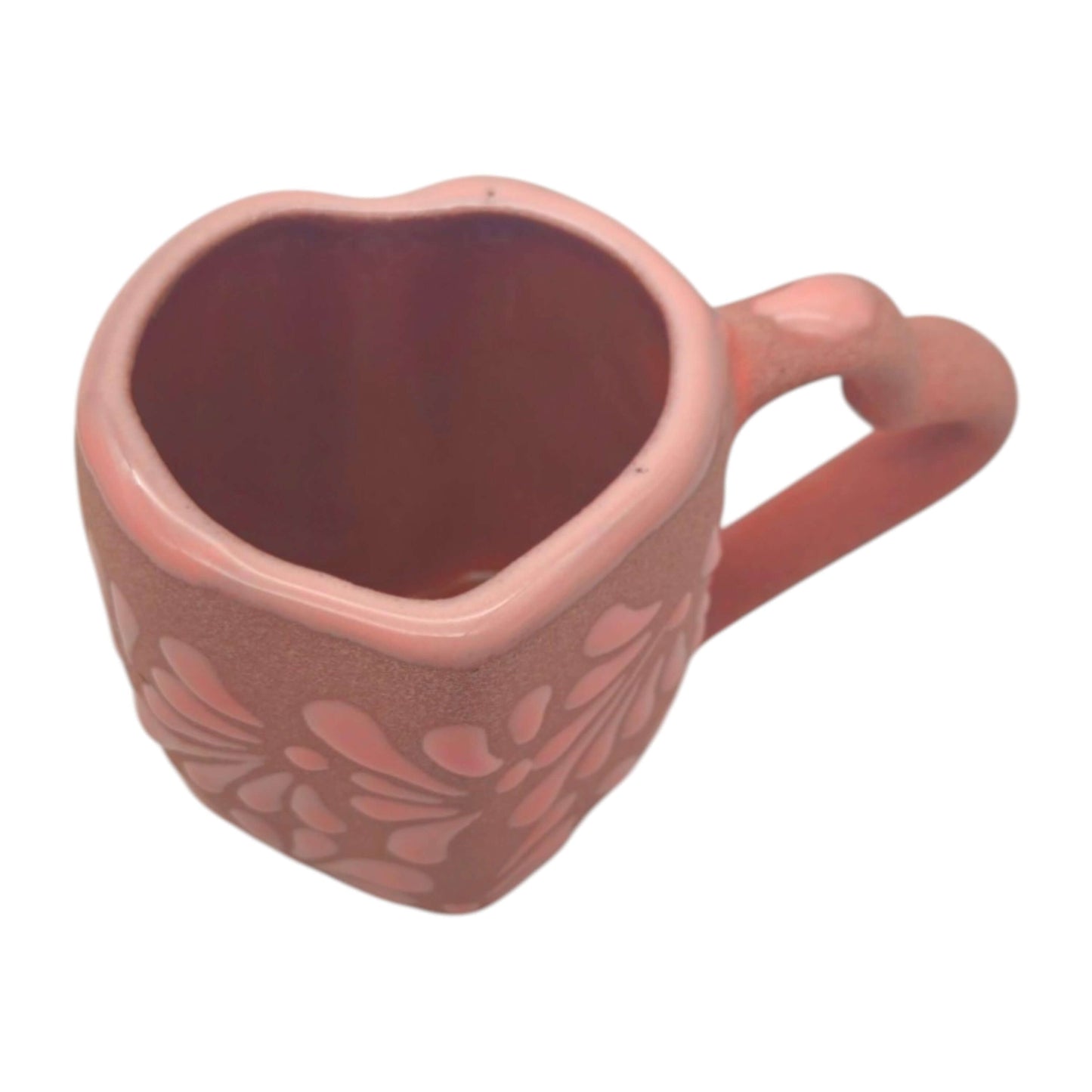 Heart Talavera Mug & Saucer Set | Pink Ceramic Coffee Cup