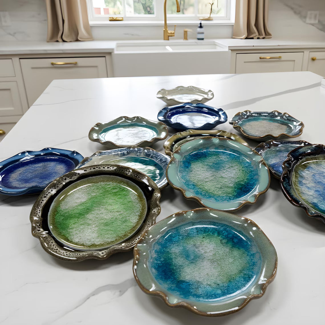 Handmade USA Ceramic Candle Holder Plates & Little Dishes Pottery
