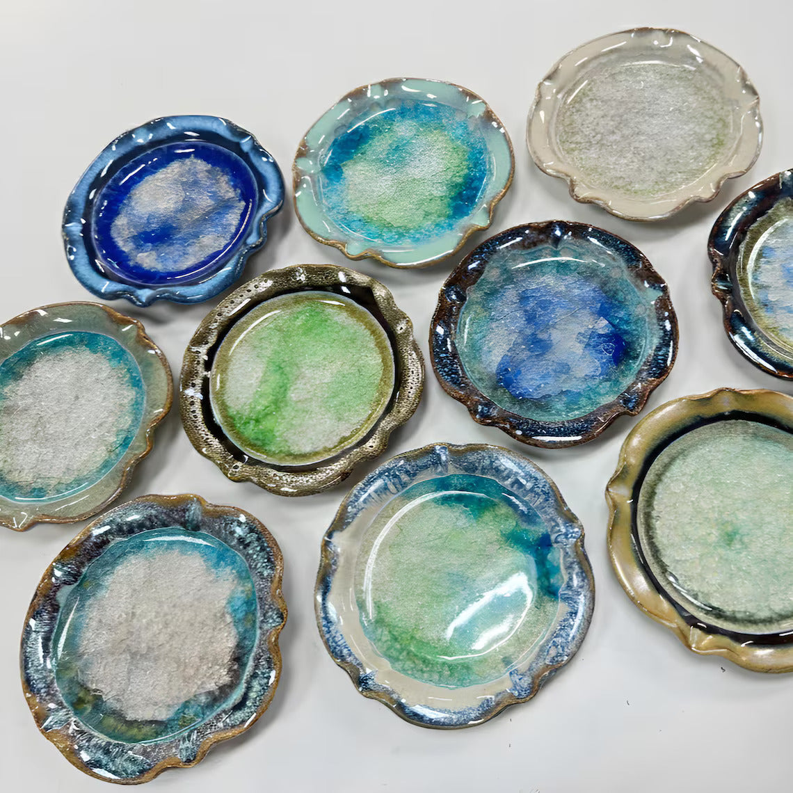 Handmade USA Ceramic Candle Holder Plates & Little Dishes Pottery