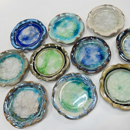 Handmade USA Ceramic Candle Holder Plates & Little Dishes Pottery