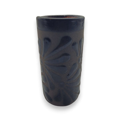 Matte Black Talavera Shot Glass | Mexican Ceramic Barware