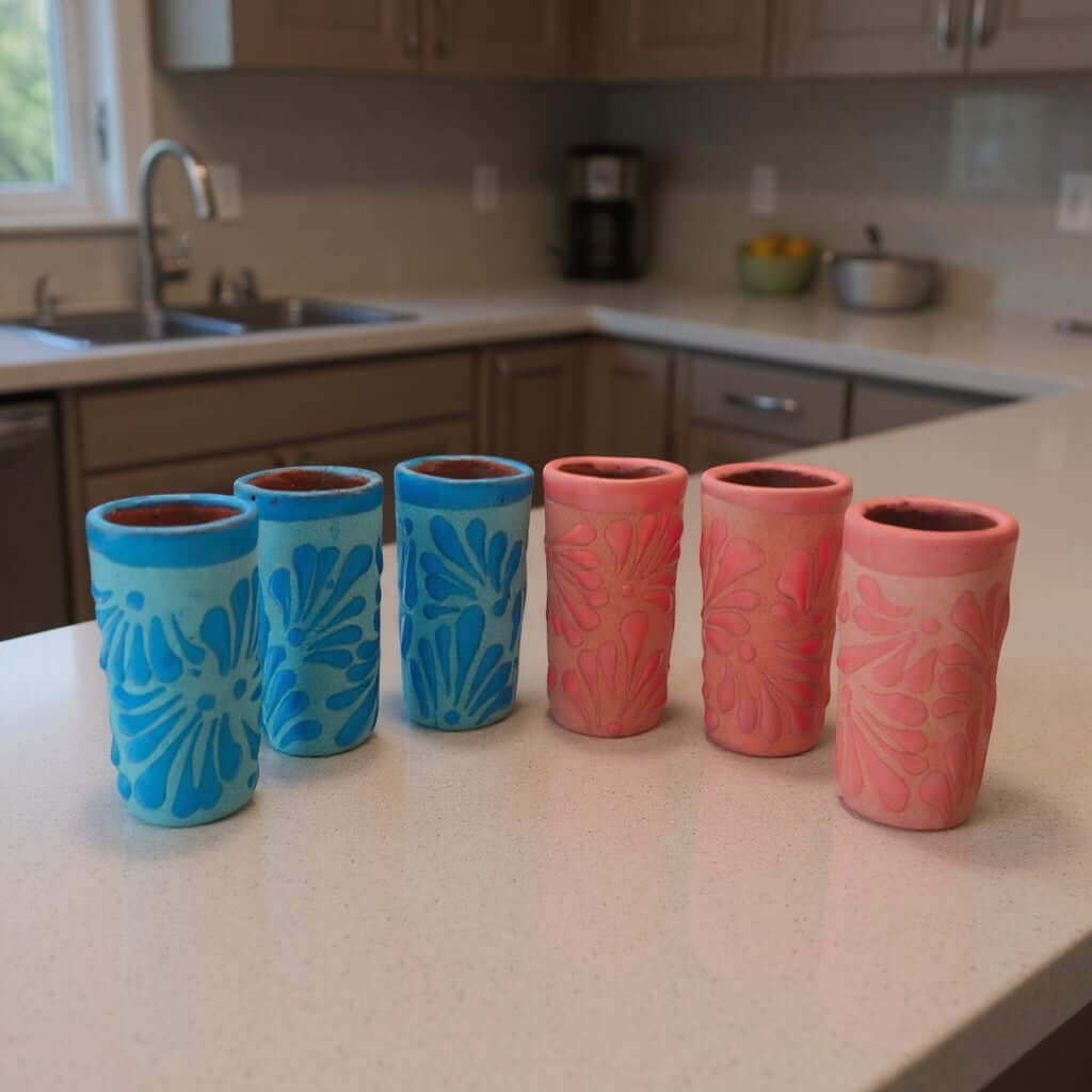 Pink & Blue Talavera Shot Glass Set | Gender Reveal Party Favors
