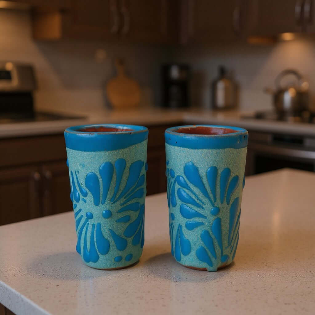 Pink & Blue Talavera Shot Glass Set | Gender Reveal Party Favors