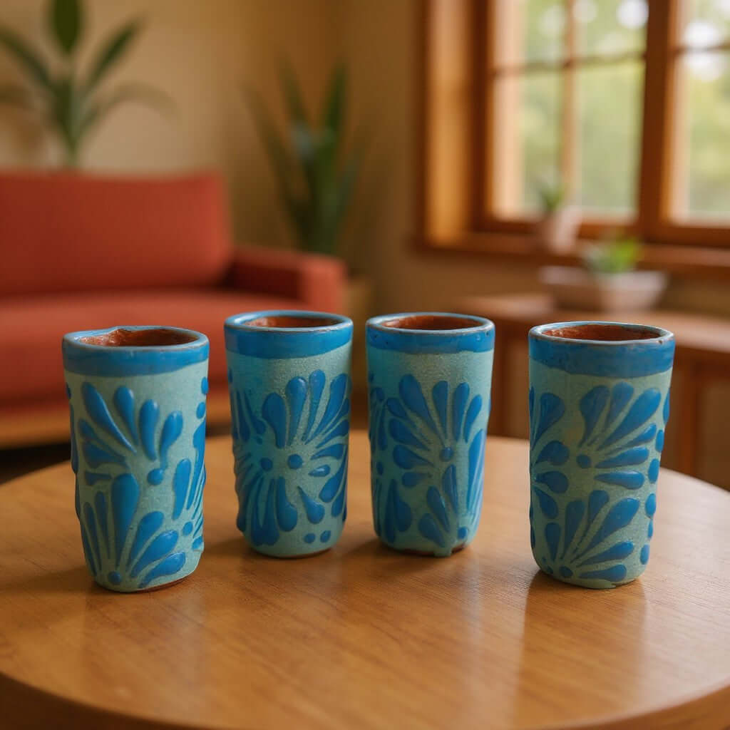 Pink & Blue Talavera Shot Glass Set | Gender Reveal Party Favors
