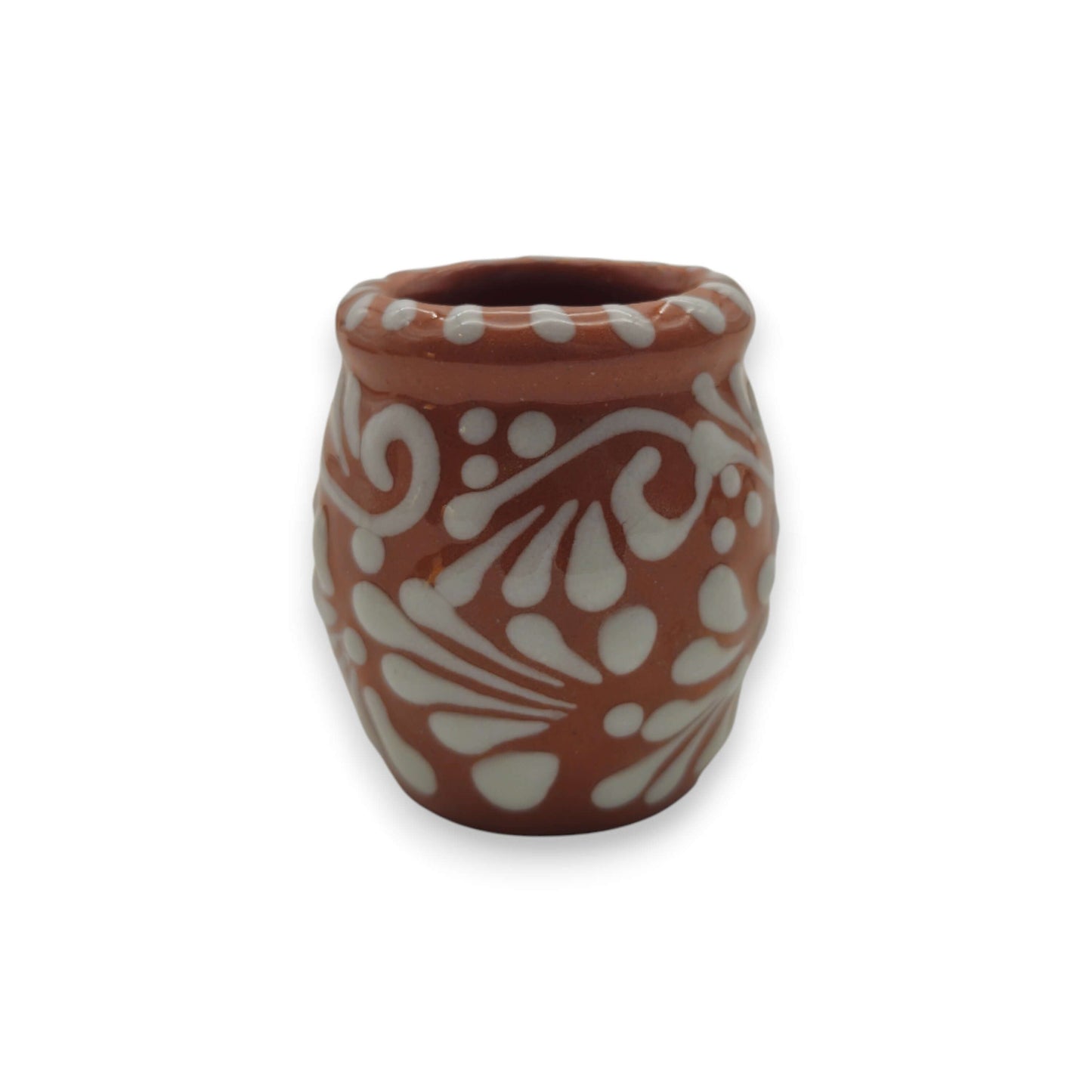 Set of 4 Brown & White Talavera Shot Glasses | Cantarito Set