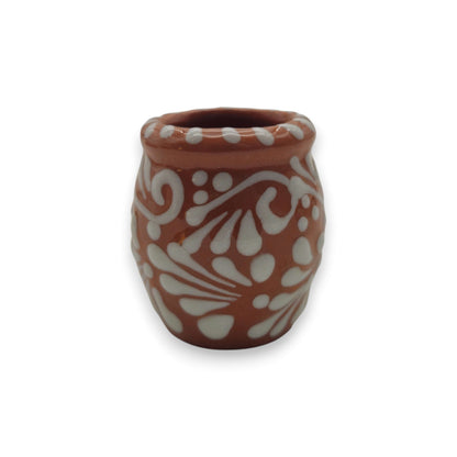 Set of 4 Brown & White Talavera Shot Glasses | Cantarito Set