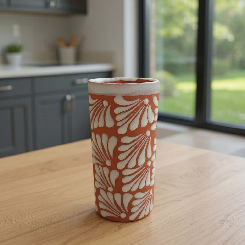 Talavera Brown & White Drinkware Set | Handmade Pitcher & Cups