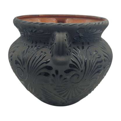 Talavera Floral Pot | Handmade Black Design
