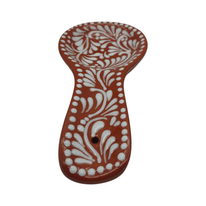 Talavera Spoon Rest | Brown & White Handcrafted Design
