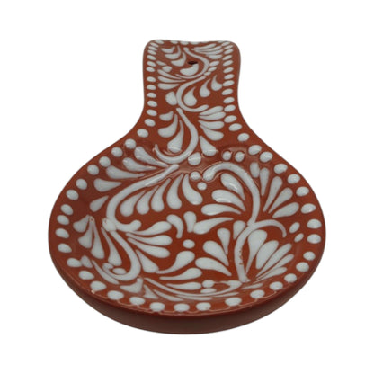 Talavera Spoon Rest | Brown & White Handcrafted Design
