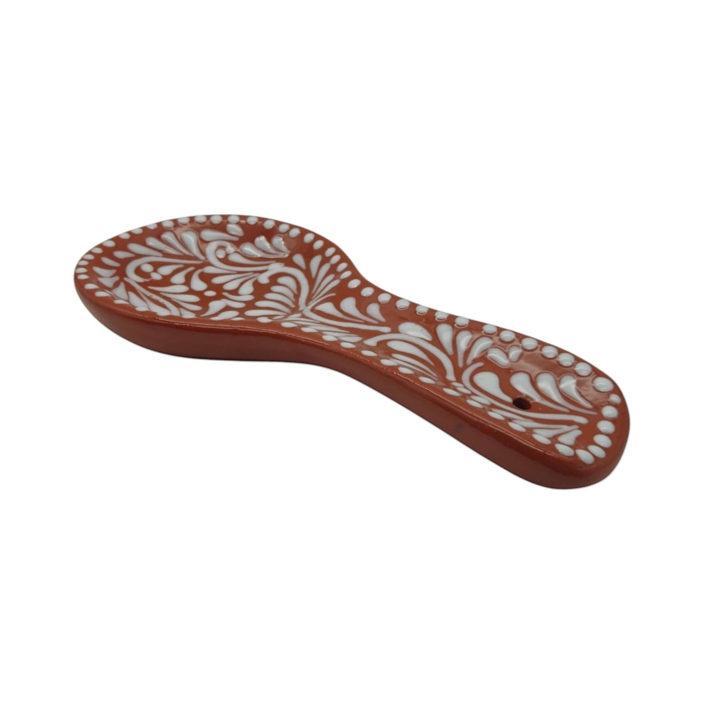 Talavera Spoon Rest | Brown & White Handcrafted Design