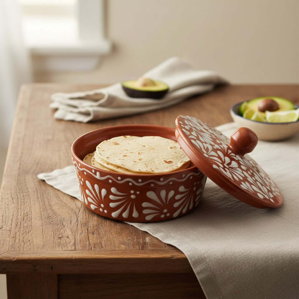 Talavera Tortilla Warmer | Glazed Terracotta Kitchenware