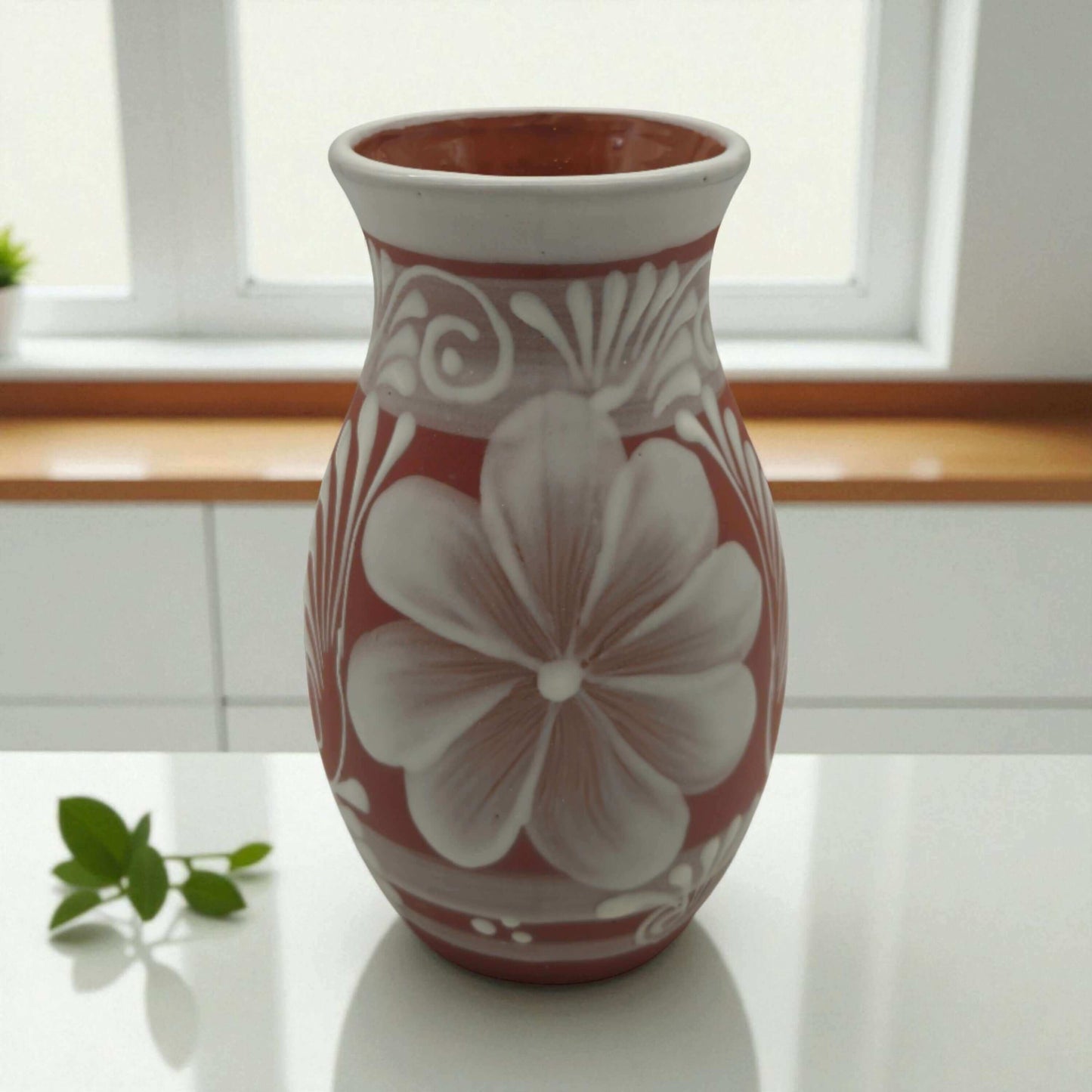 Terracotta Talavera Vase | Mexican Hand-Painted Pot