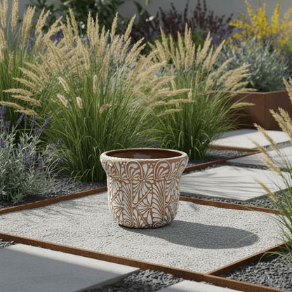 Terracotta & White Talavera Planter | Handmade Pottery Art