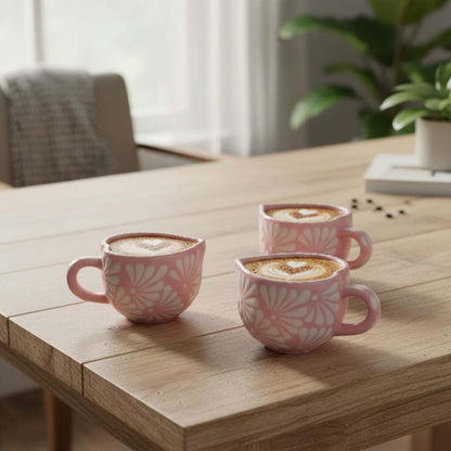 Talavera Heart Mug | Hand-Painted Pink Mexican Coffee Cup