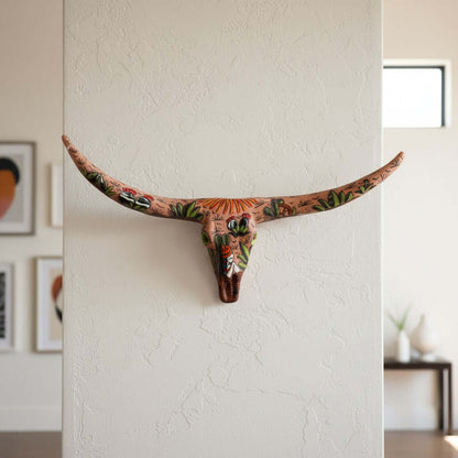 Talavera Longhorn Skull | Terracotta Desert Design